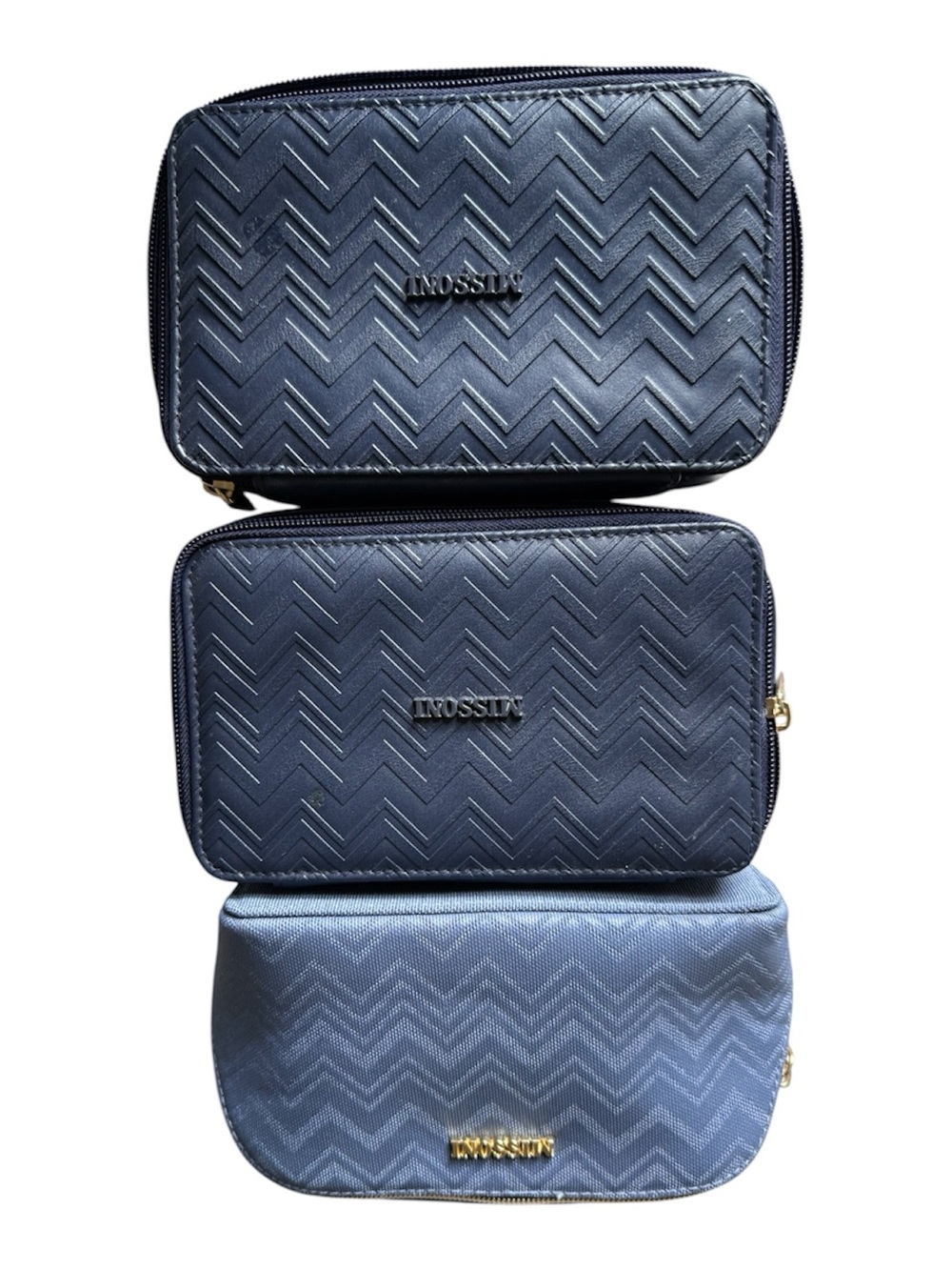 Navy MISSONI Quilted Chevron TRAVEL KITS/Bag X 3